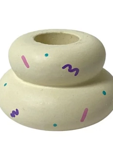 Подсвечник ручной работы роспись конфетти «Кнопочка», светло-жёлтый