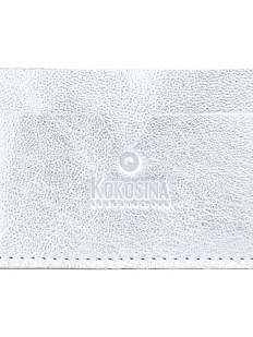 Визитница ручной работы, Kokosina bags, натуральная кожа, серебристый