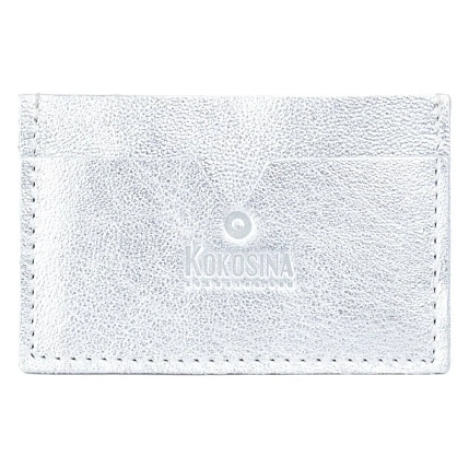 Визитница ручной работы, Kokosina bags, натуральная кожа, серебристый, фото 1.