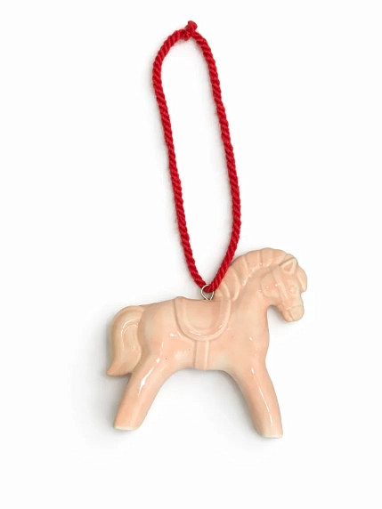 Ёлочная игрушка ручной работы Йеллоускуп «Лошадь», розовая, 10 см, фото 4.