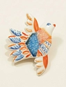 Брошь ручной работы Полина Гузеева «Птичка», красно-оранжевая, фарфор, превью фото 2