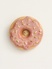 Подсвечник ручной работы «Пончик с розовой глазурью», керамика