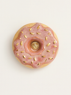 Подсвечник ручной работы «Пончик с розовой глазурью», керамика