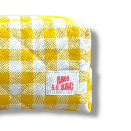 Косметичка ручной работы АМИ (Ami lé sac) «Bebesss», жёлтая клетка крупная, фото 4.