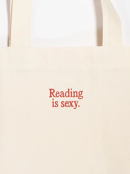 Сумка шоппер Подписные изделия, «Reading is sexy», вышивка, белый, фото 2.