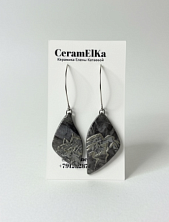 Серьги КерамЕлКа «Горы», фарфор, серые