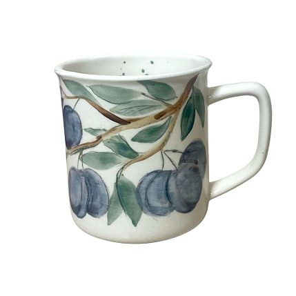 Кружка ручной работы цилиндр «Сливы», керамика, 450 мл, фото 1.