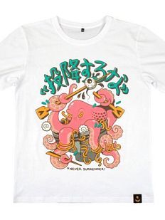 Футболка Barking store «Never surrender», M жен., белый