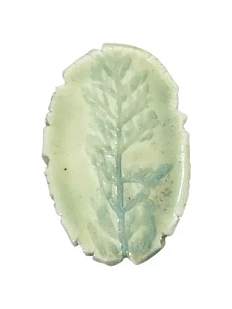 Брошь ручной работы «Лист», мятная, керамика