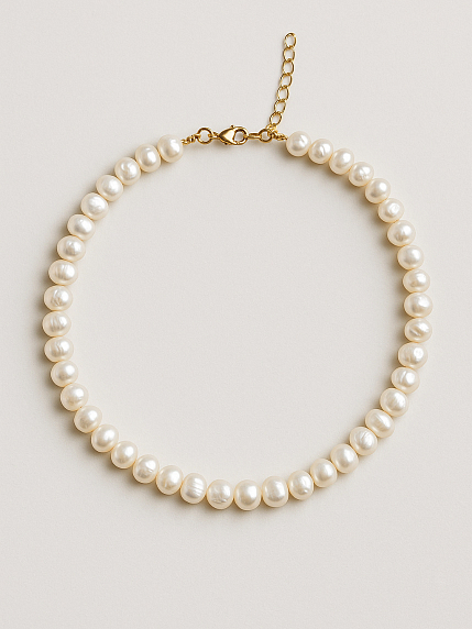 Чокер ручной работы «Diva», речной жемчуг, латунь, фото 2.