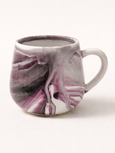 Кружка ручной работы с разводами Кафель «Космос», бело-фиолетовая, керамика, 350 мл