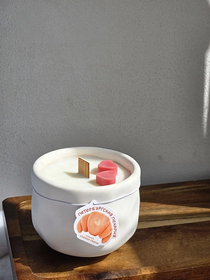 Соевая свеча в гипсовом стакане «Петербургская пекарня», 150 мл, фото 3.
