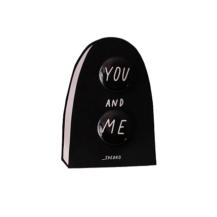 Набор закатных значков Катя Гиена «You&Me» 2 шт, металл, 25 мм, фото 1.