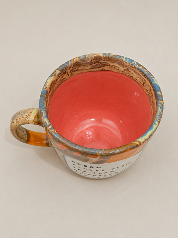 Кружка ручной работы Тата вытворяет/NF ceramics «Люблю раннее утро», керамика, оранжевая, 450 мл, фото 3.