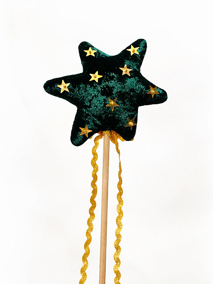 Волшебная палочка БУКА «Воссияй», изумруд с золотыми звёздами, 25 см, фото 2.