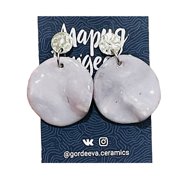 Составные серьги Мария Гордеева, керамика, сиреневые, фото 1.