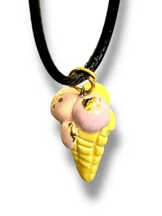 Подвеска ручной работы с мороженым, жёлтый, керамика