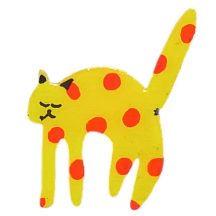 Брошь Ручками-Ручками «Тревожный кот», дерево, фото 1.