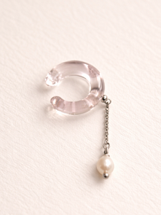 Кафф Лампджой с цепочкой, стекло, глянцевый, розовый