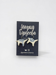 Серьги «Динозаврики» бело-зелёные, керамика