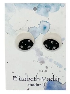 Серёжки-гвоздики Elizabeth Madar Месяц, керамика, чёрные