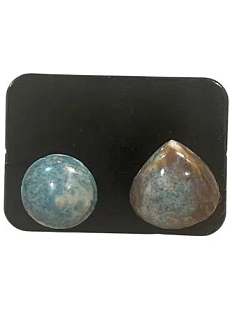 Серёжки-гвоздики «Ракушки», коричнево-голубые, керамика