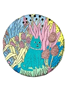 Закатной значок «Кот в лесу», металл, 35 мм