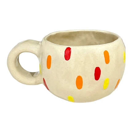 Кружка ручной работы Малёма с росписью «Штрихи», красно-оранжевая, керамика, 250 мл, фото 2.