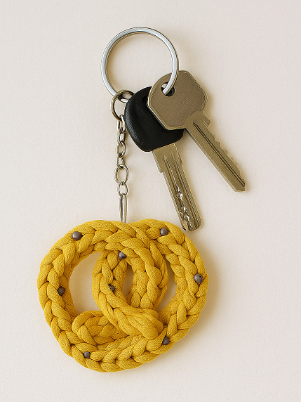 Вязаный обвес брелок «Крендель», оранжевый, 8 см, фото 3.