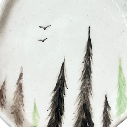 Блюдце ручной работы Катя Вебер «Лес», керамика, среднее, фото 2.