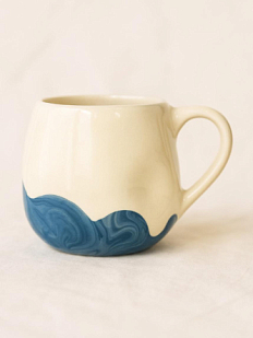 Кружка ручной работы мятая «Синий мрамор», керамика, 250 мл