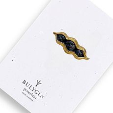 Брошь ручной работы Bulygin «Горох», фарфор, чёрно-золотистая
