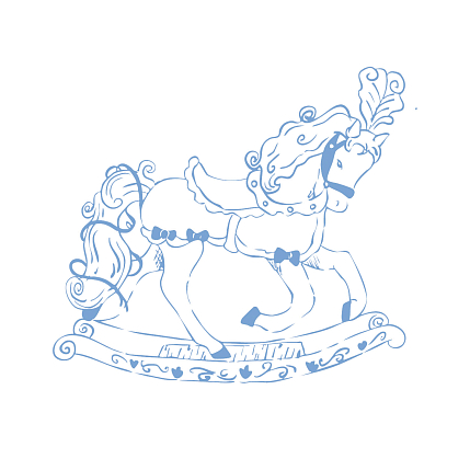 Квадратная открытка на Новый год «Лошадка-качалка», фото 1.