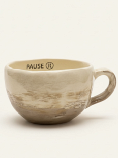 Кружка ручной работы Мастерская Виктории Нор «Pause», перламутровая с серыми разводами, керамика, 350мл