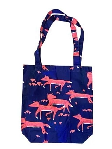 Сумка шоппер Забористый текстиль «Лисички», хлопок, тёмно-синий