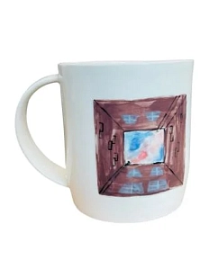 Кружка ручной работы сувенирная «Двор-колодец», полуфарфор, 350 мл