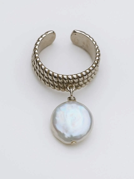 Кольцо с подвеской из барочного жемчуга не замкнутые «Old Money», фото 3.