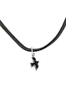 Кулон ручной работы на кожаном ремешке «Птица», нейзильбер