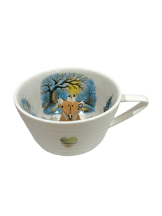 Чашка для чая ручной работы с фигуркой внутри «Лисички в зимней деревушке», фарфор, 250 мл