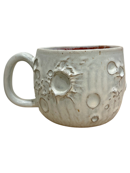 Кружка ручной работы «Луна», серо-розовая, керамика, 360 мл, фото 1.