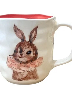 Кружка ручной работы Ким керамика с росписью Зайка в жабо, фарфор, 350 мл