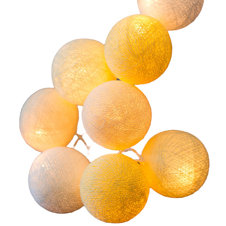 Гирлянда из нитяных шариков желтая