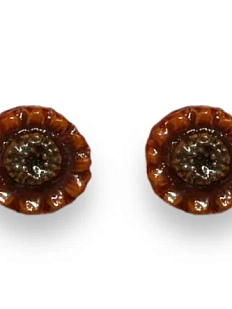Серёжки-гвоздики КерамЕлКа «Цветочки», керамика, коричневые