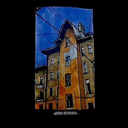 Сумка шоппер Сергей Ремс с дворами Петербурга «Дом на Лесном проспекте», чёрный, фото 2.