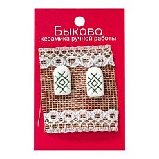 Серьги ручной работы «Зелёный орнамент», фарфор