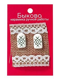 Серьги ручной работы «Зелёный орнамент», фарфор
