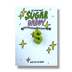 Подвеска на цепочке ручной работы «Sugar Daddy», салатовый, керамика