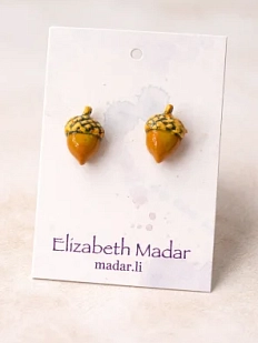 Серёжки-гвоздики Elizabeth Madar «Жёлудь», керамика