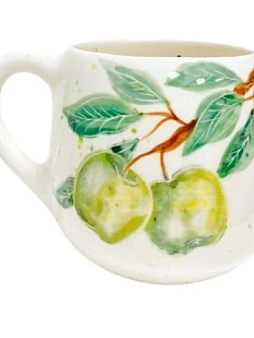 Кружка ручной работы Верба керамика «Яблоки», круглая, керамика, 450 мл