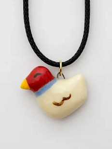 Подвеска керамическая ручной работы с уточкой, красная